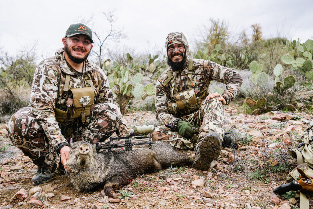 Josh from Dialed in Hunter and his brother Jake after a successful archery javelina hunt in Arizona