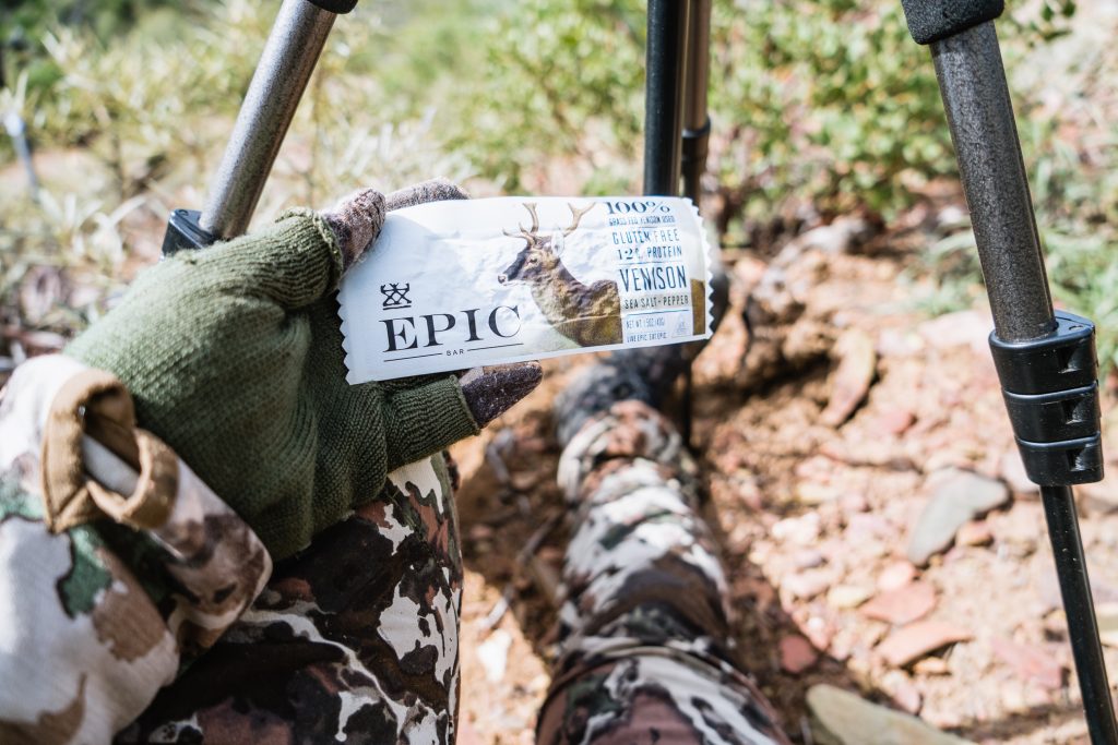 Clean eating snack on a backcountry bear hunt in Arizona