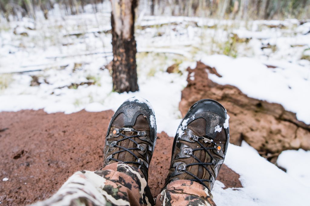 Crispi Wyoming GTX boots waterproofing in the snow on a spring bear hunt in Arizona