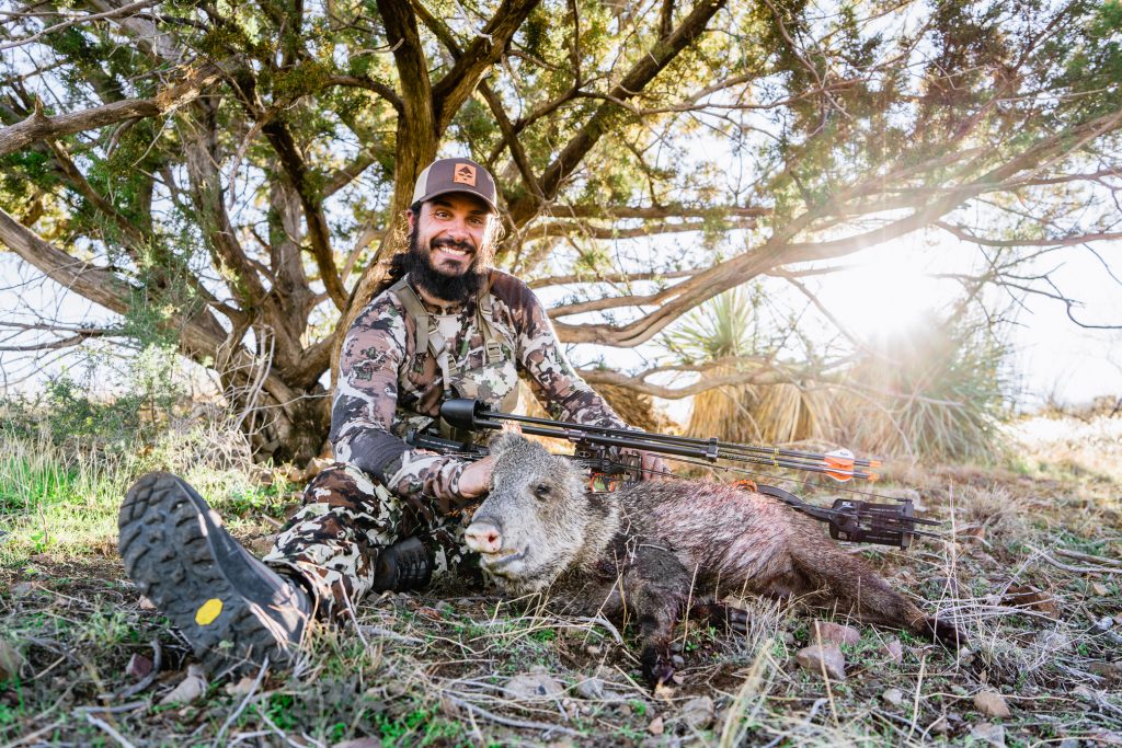 Josh from dialed in hunter with his 2020 archery javelina captured on camera with the tactacam
