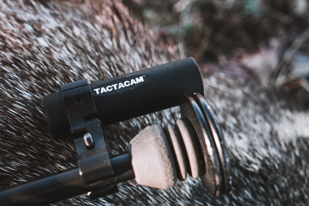 The tactacam 5.0 resting on Josh from dialed in hunter's 2020 archery javelina