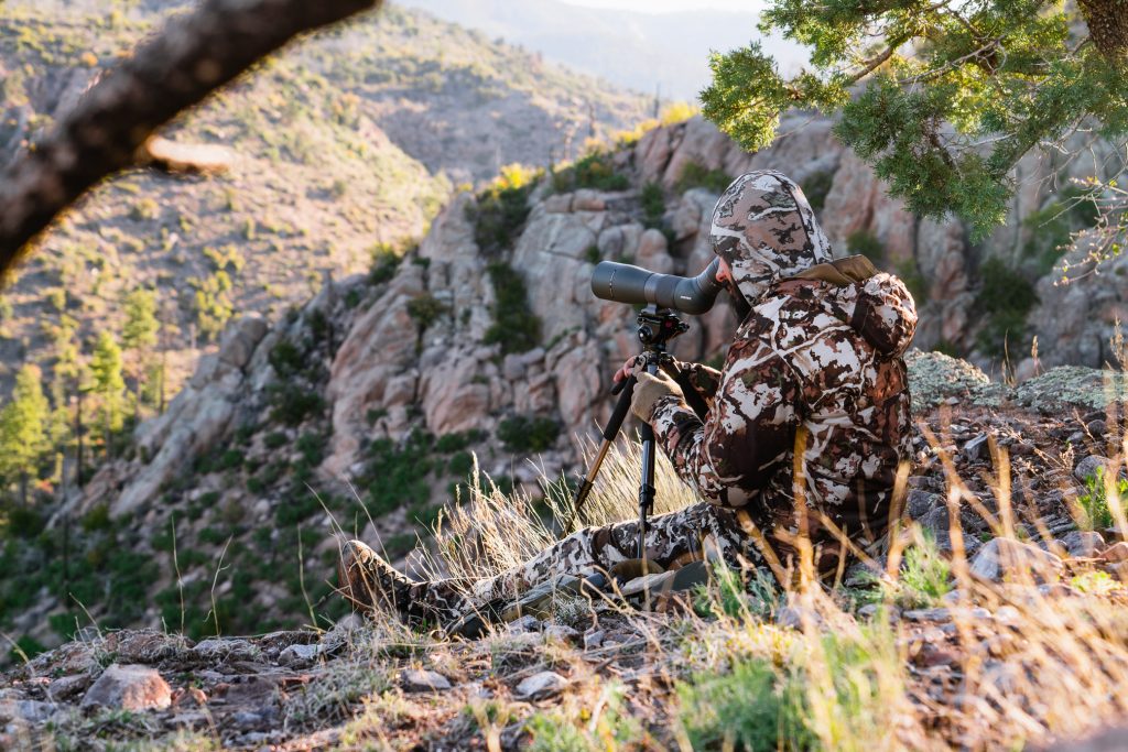 Josh from Dialed in Hunter behind the glass for spring bears in Arizona
