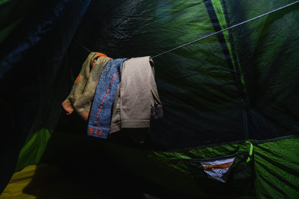 Paracord hung inside Josh Kirchner's Backpack hunting tent