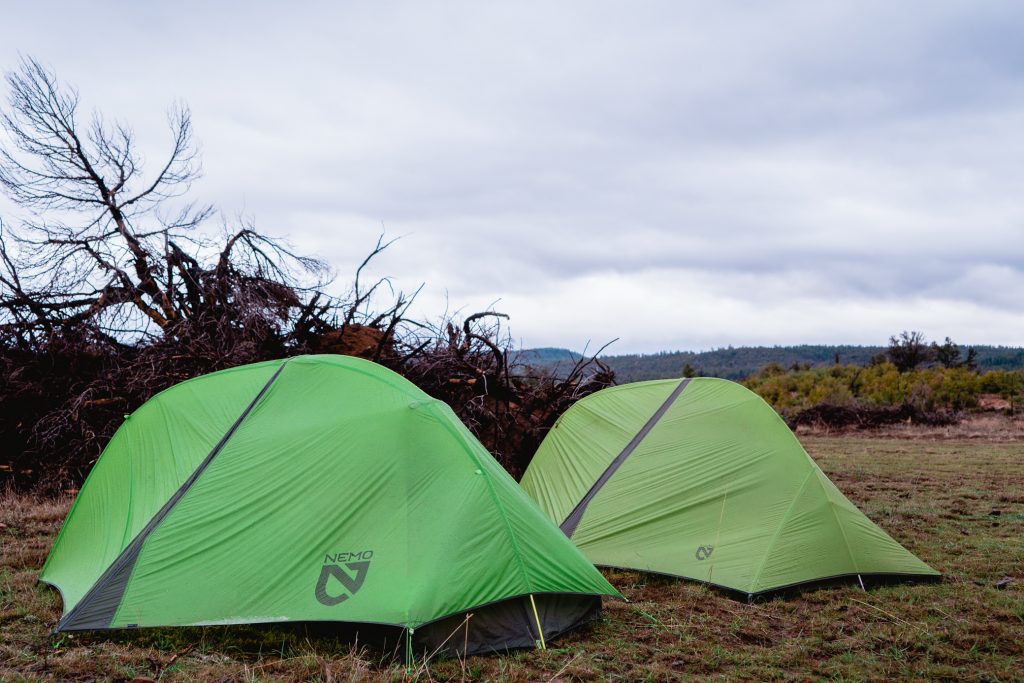 Two Backcountry Shelters from Nemo Equipment set up together in bear camp