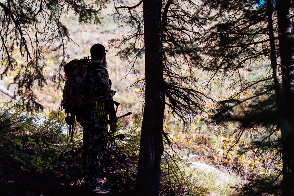 bowhunter in the backcountry of Colorado elk hunting