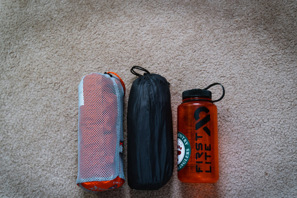 For size reference this is two sleeping pads next to a nalgene bottle