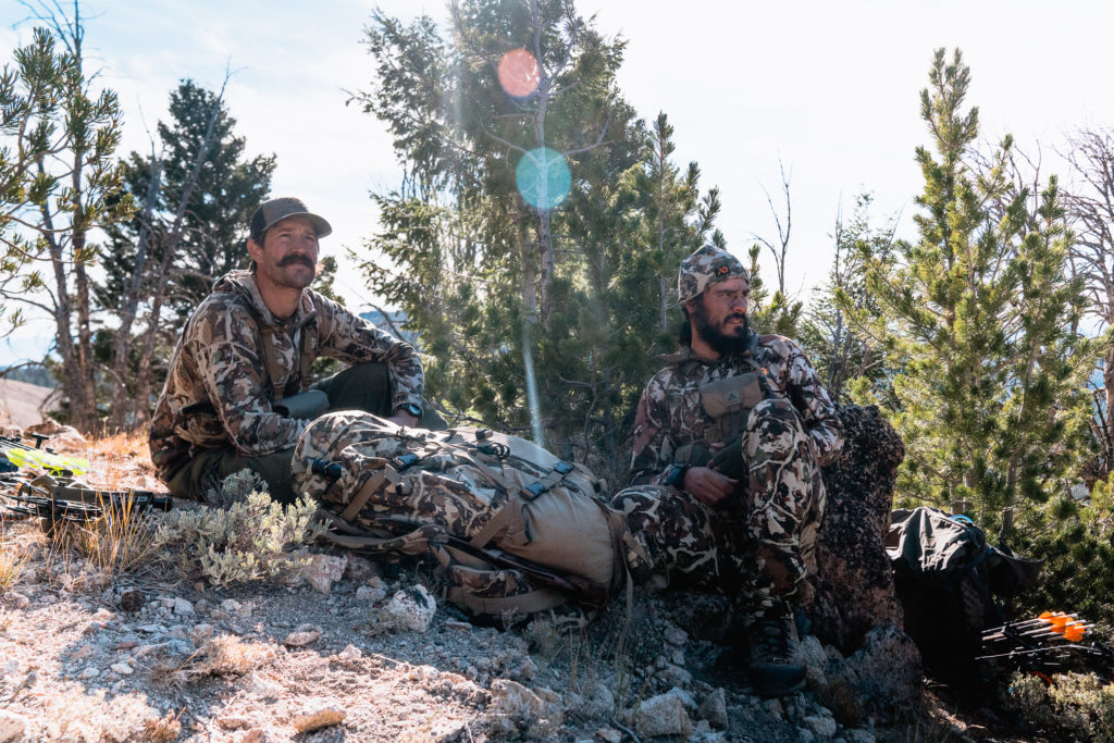 Josh Kirchner and Kurtis Brooks archery elk hunting in the Idaho backcountry