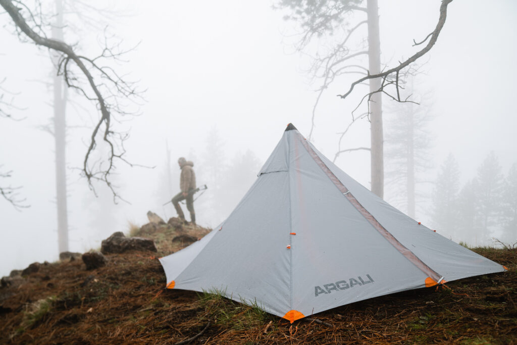 Argali Rincon 2p Tent set up on a spring bear hunt in Idaho