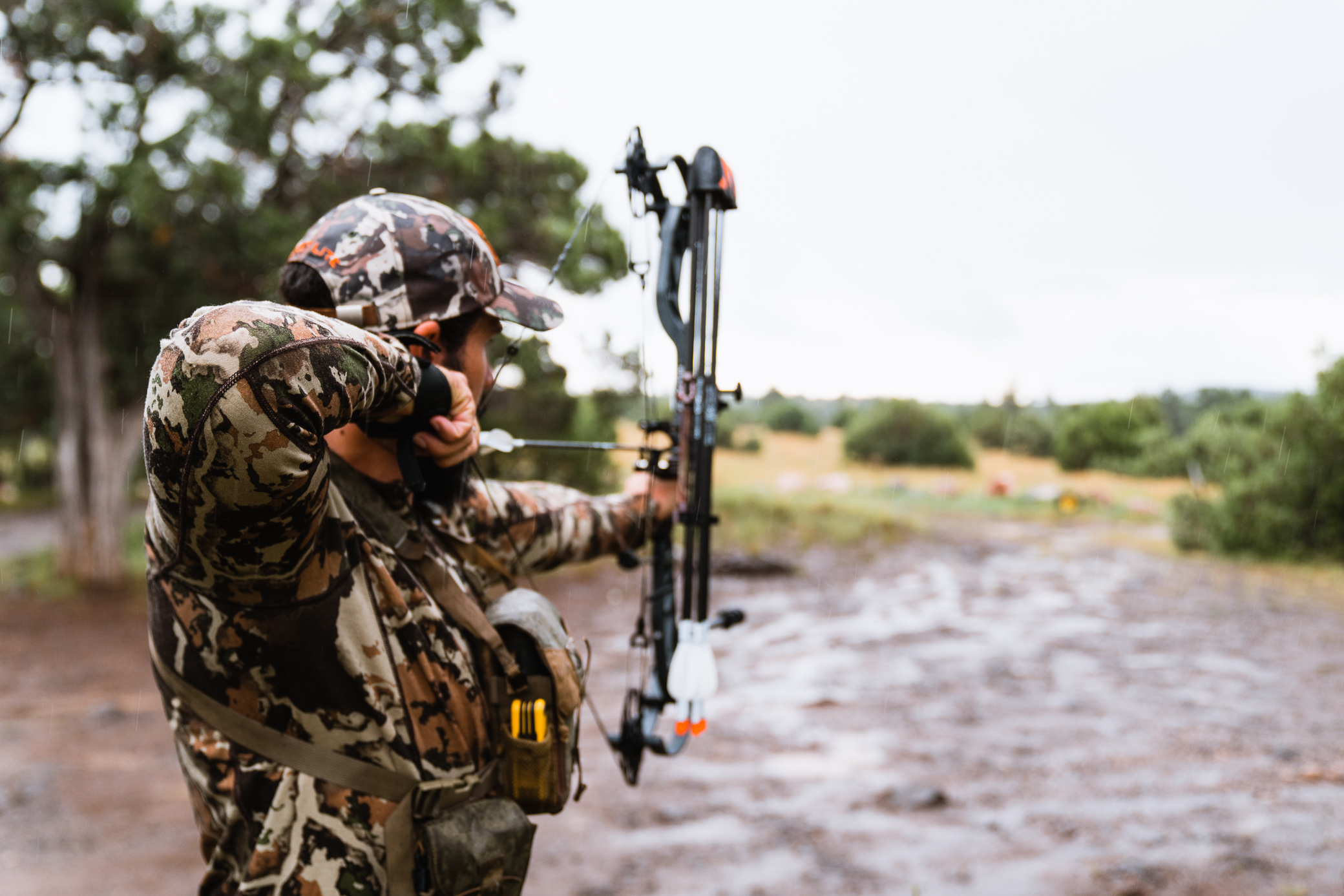 Josh Kirchner from Dialed in Hunter shooting his bow on level ground