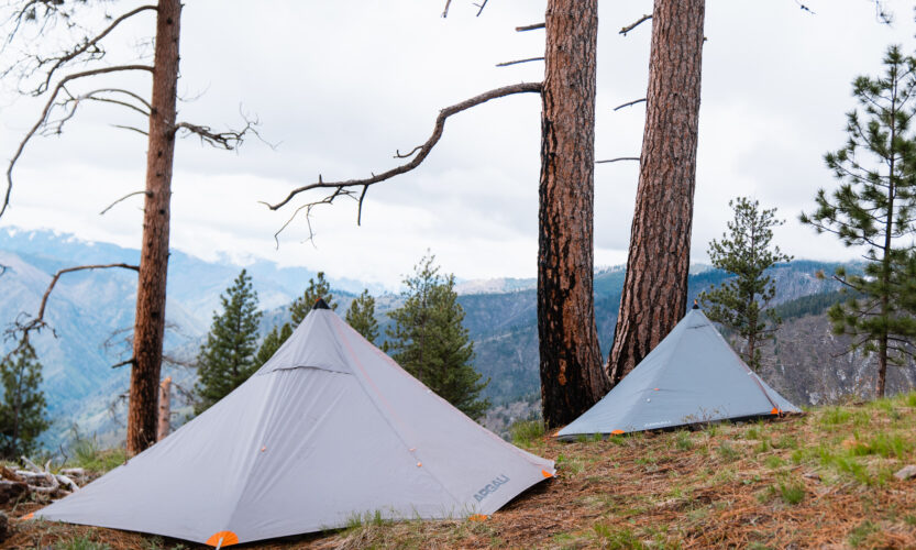 Backpack hunting tents set up on a spring bear hunt in Idaho