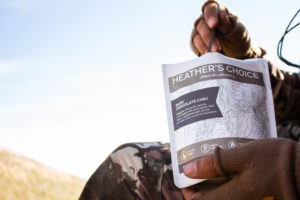 Heather's Choice Dark Chocolate Chili on a backcountry bear hunt in Arizona