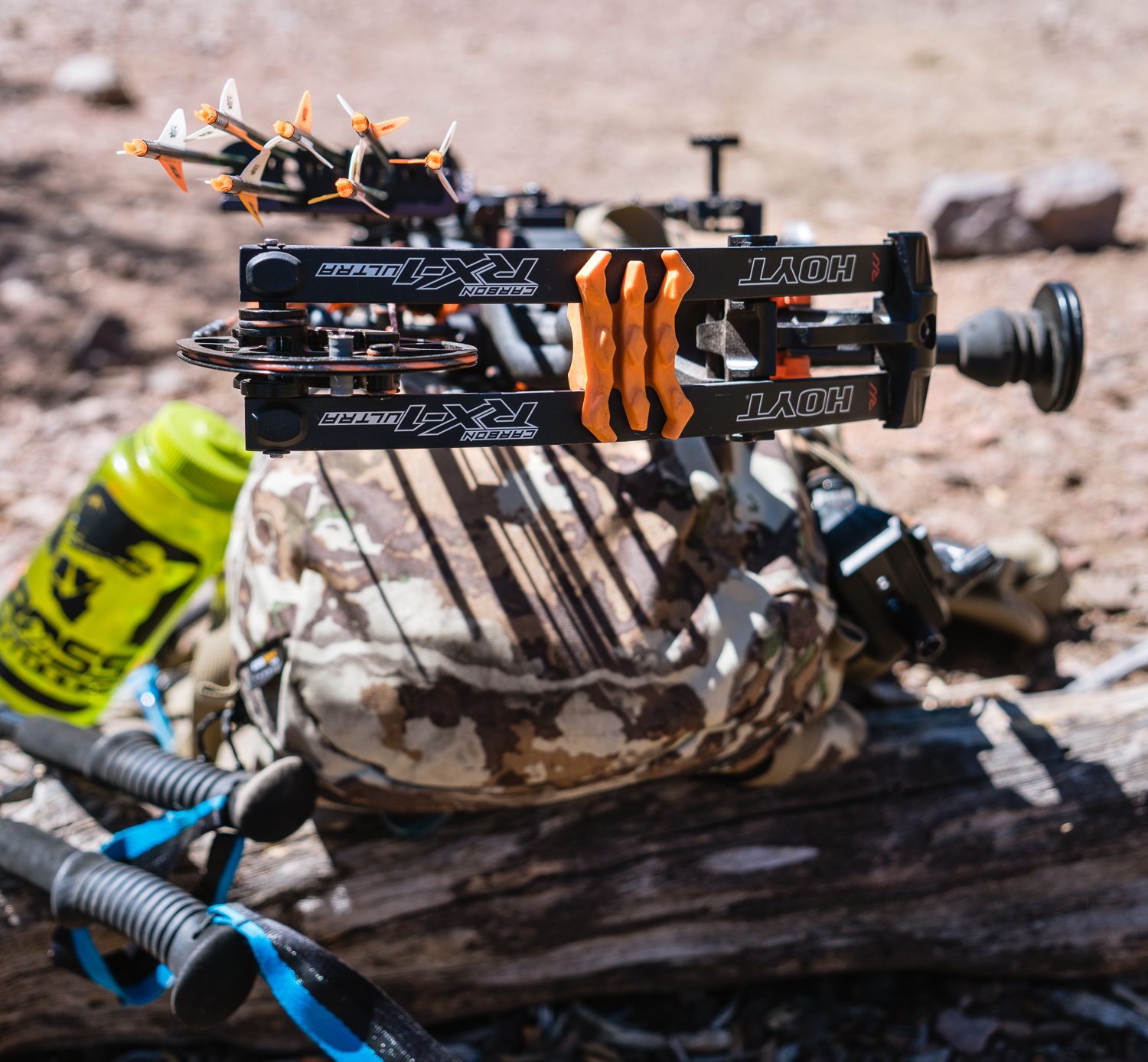 Josh from Dialed in Hunter's gear on a backcountry archery bear hunt in Arizona