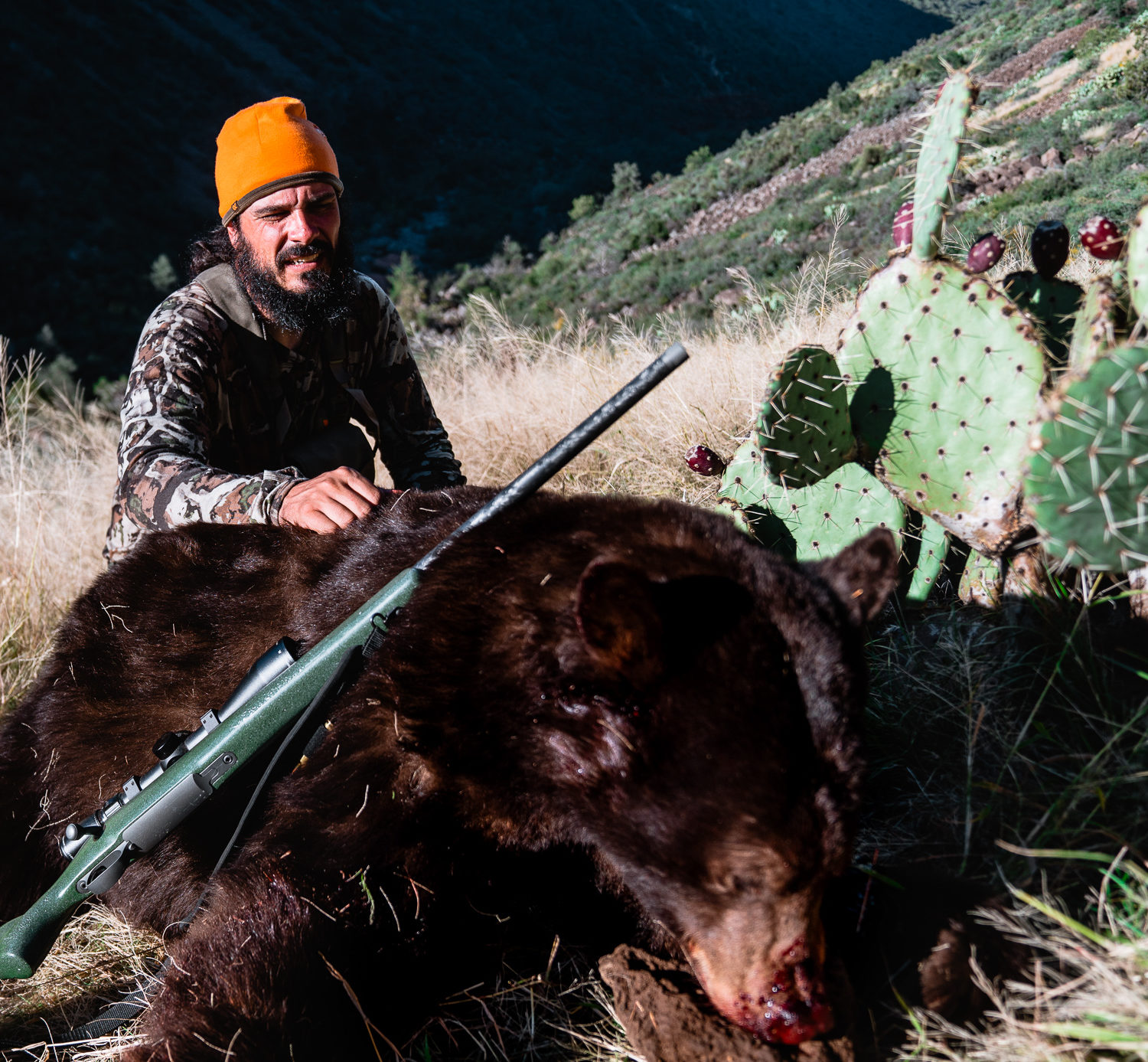 Josh Kirchner from Dialed in Hunter with a Fall Black Bear he harvested in Arizona