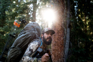 Josh Kirchner from Dialed in Hunter packing in the backcountry on an early season mule deer hunt