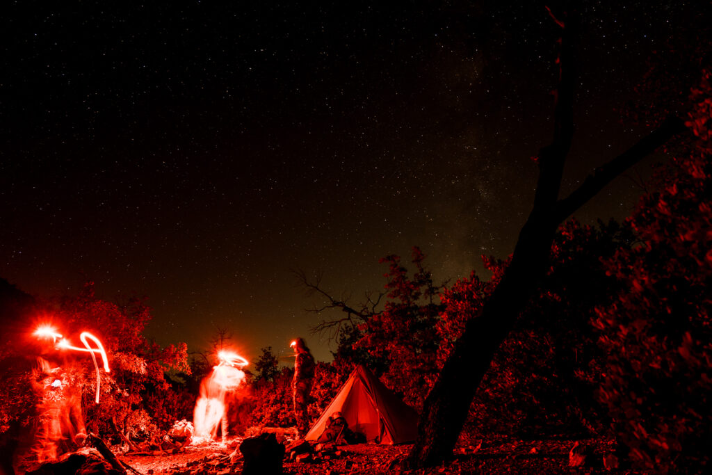 A backcountry night in fall bear camp