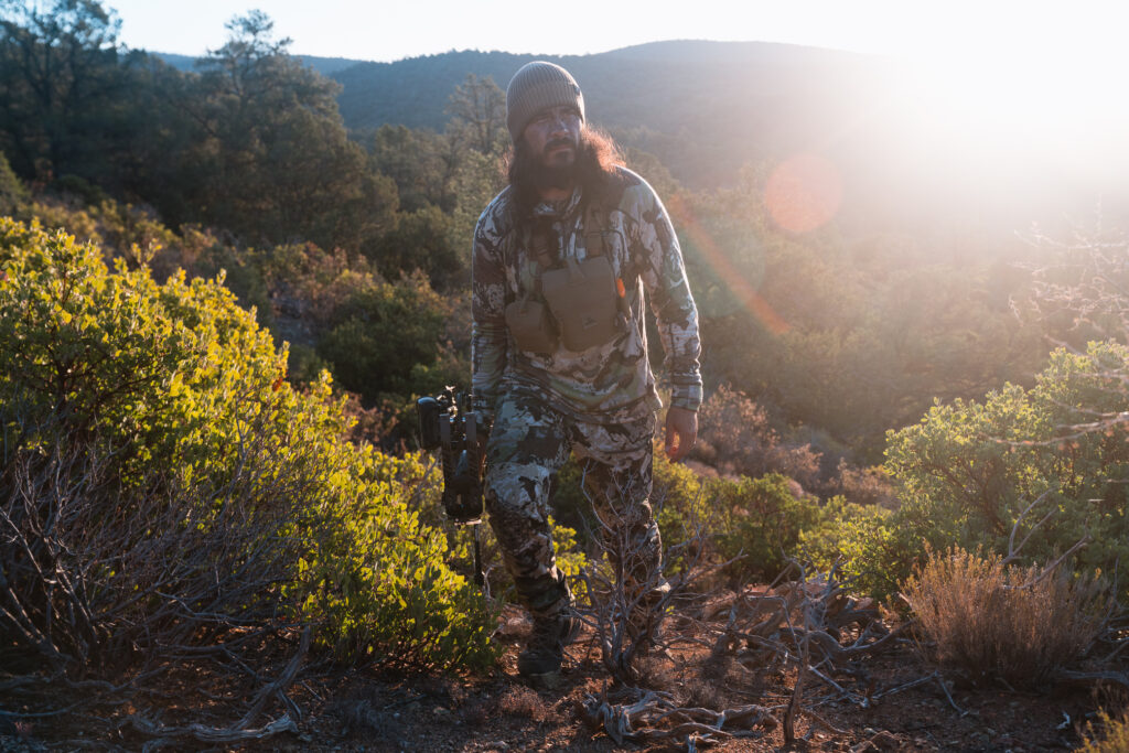 Josh Kirchner from Dialed in Hunter on an elk hunt with his bow in Arizona