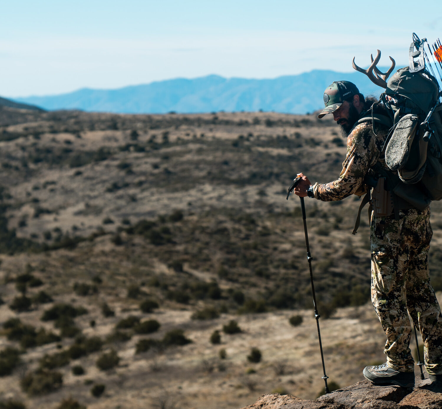 Josh Kirchner packing out his 2024 archery coues deer in Arizona