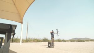 Josh Kirchner from Dialed in Hunter at the archery range in Arizona