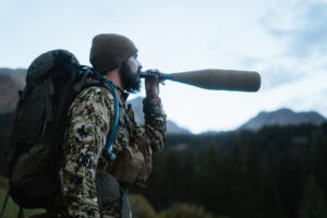 Josh Kirchner bugling for bull elk in the backcountry of Colorado