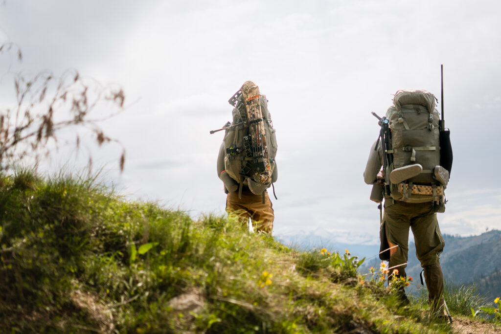 Josh Kirchner and hunting partner packing into the Idaho backcountry on a black bear hunt in Idaho