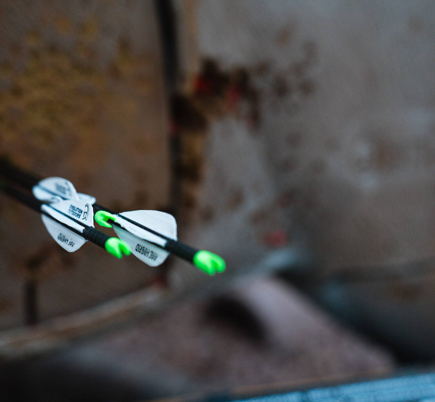 an arrow group in an archery target that Josh Kirchner from Dialed in Hunter shot.