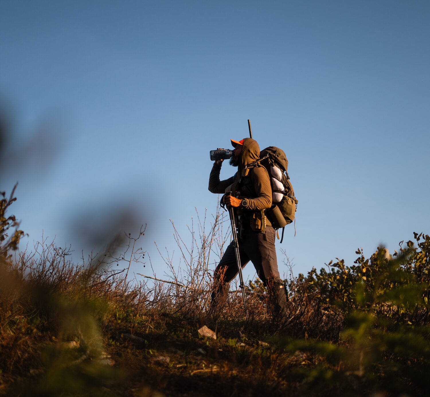 Josh Kirchner from Dialed in Hunter packing out a black bear while backpack hunting for black bears in Idaho.