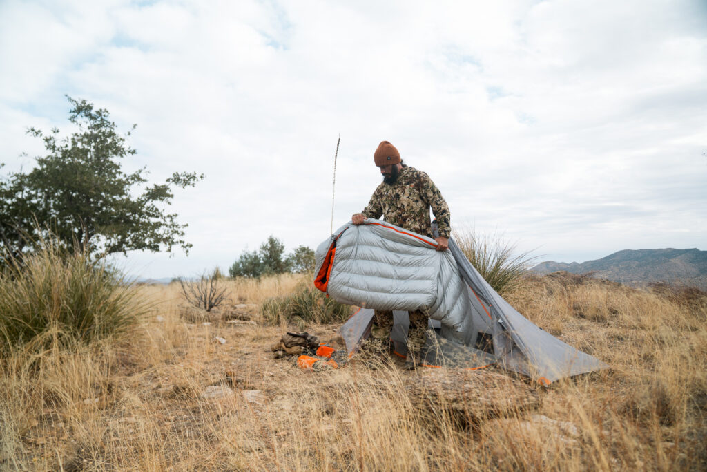 Argali Alpine 20 degree sleeping bag on a coues deer hunt in Arizona